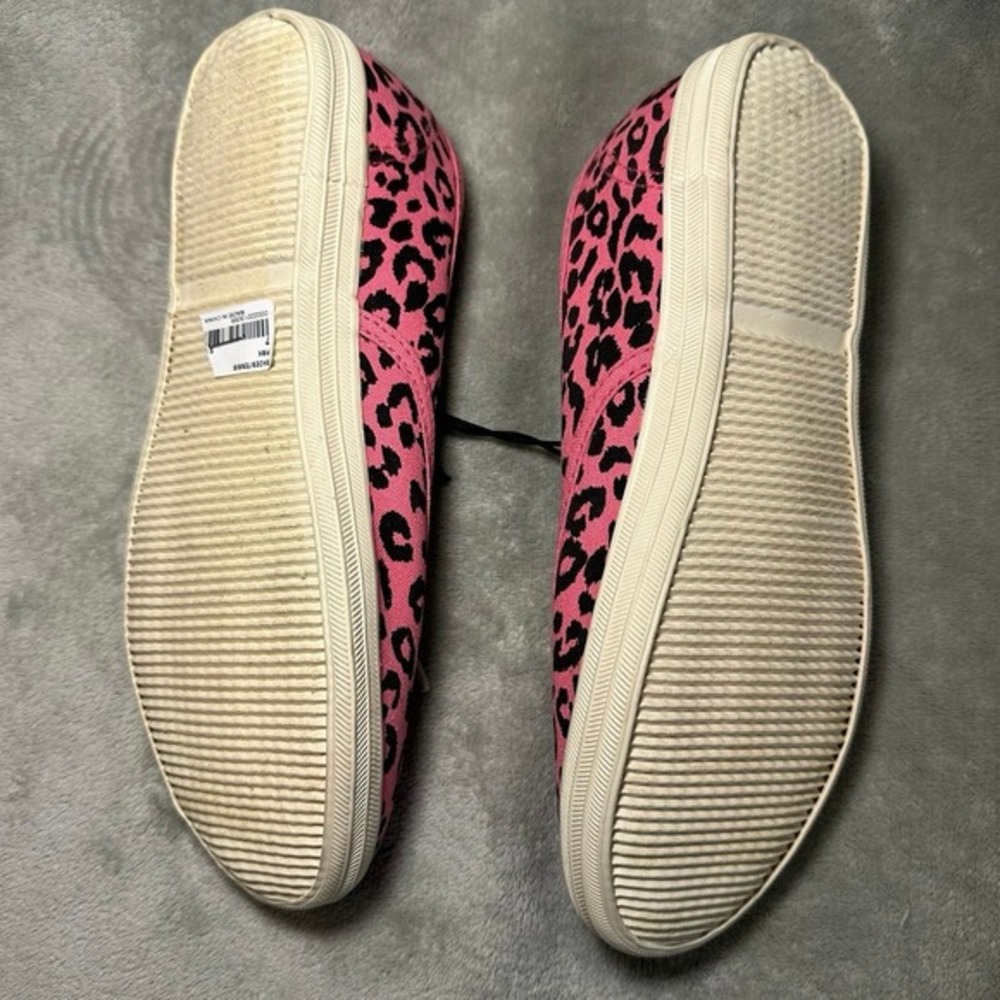 NWT Forever 21 Leopard Print Sneaker Women Sz 7 Pink Canvas Low Top Lace Up Shoe - Picture 9 of 11